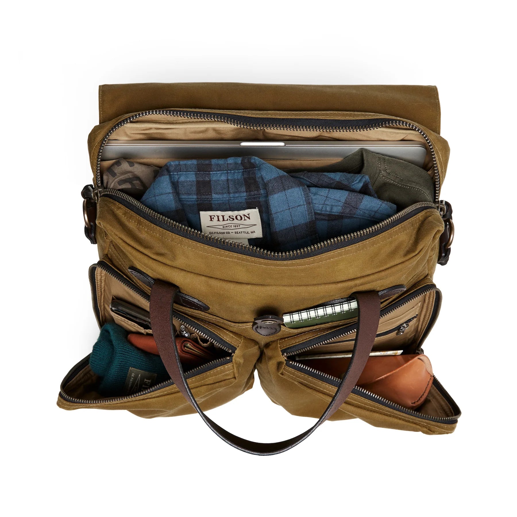 FILSON - 24 HOUR TIN CLOTH BRIEFCASE - DARK TAN