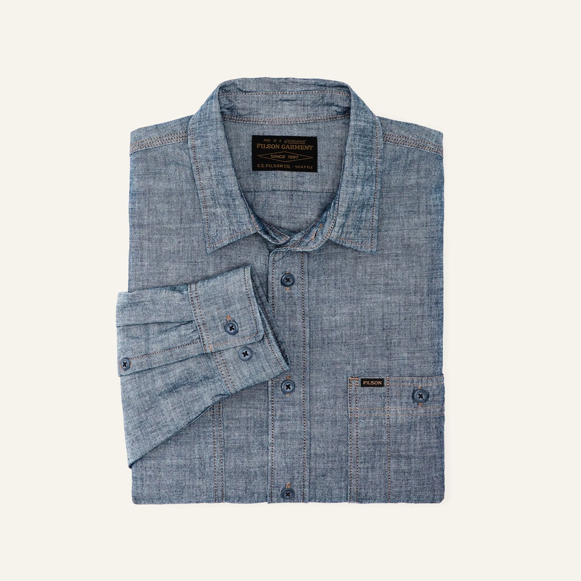 FILSON - CHAMBRAY CPO SHIRT - RINSED INDIGO CHAMBRAY