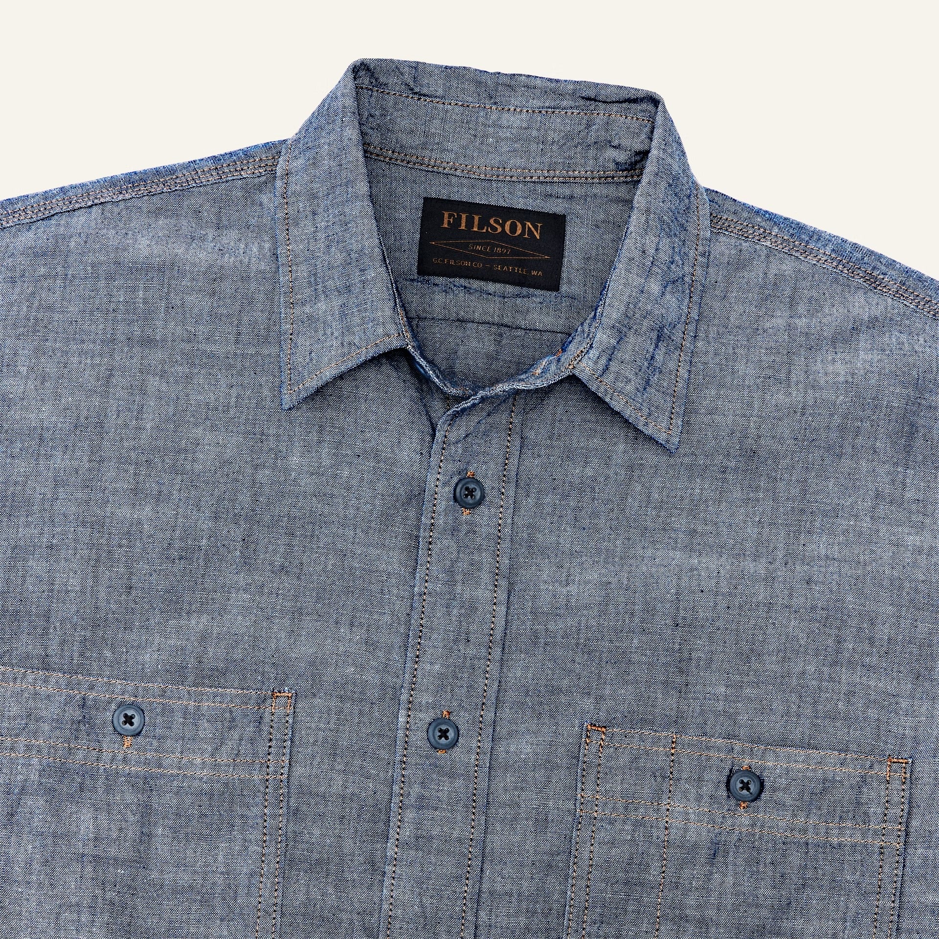 FILSON - CHAMBRAY CPO SHIRT - RINSED INDIGO CHAMBRAY