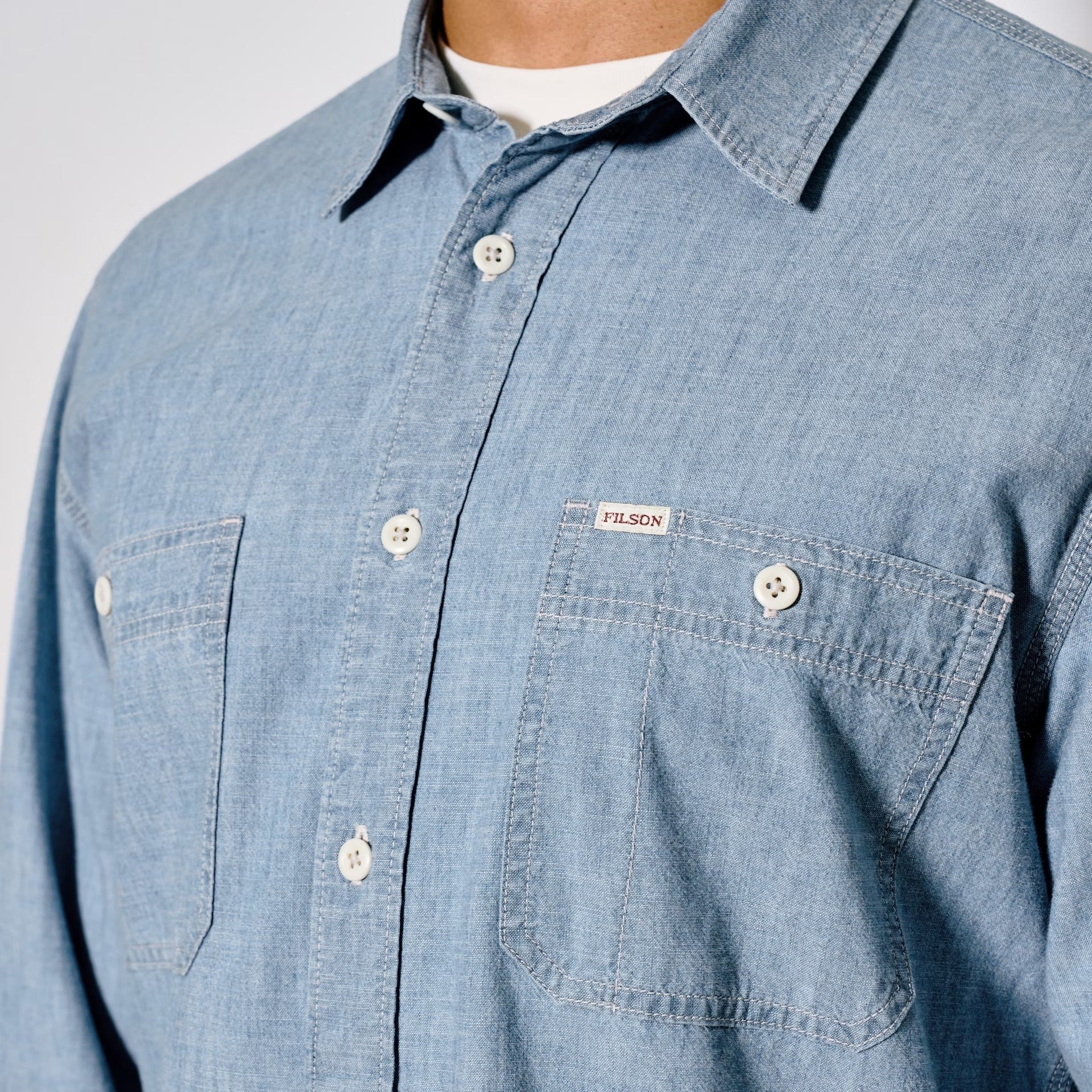 FILSON - CHAMBRAY CPO SHIRT - LIGHT INDIGO CHAMBRAY