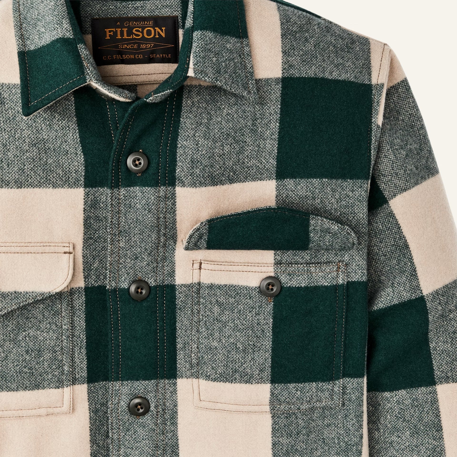 FILSON - JAC SHIRT - PINE / BEIGE CHECK