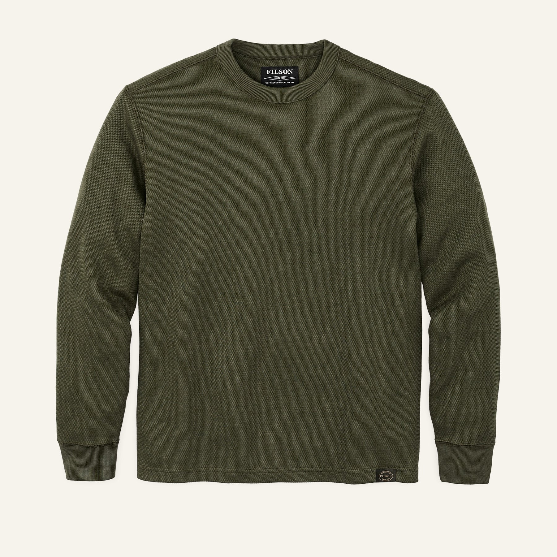 FILSON - WAFFLE KNIT THERMAL CREW - OLIVE
