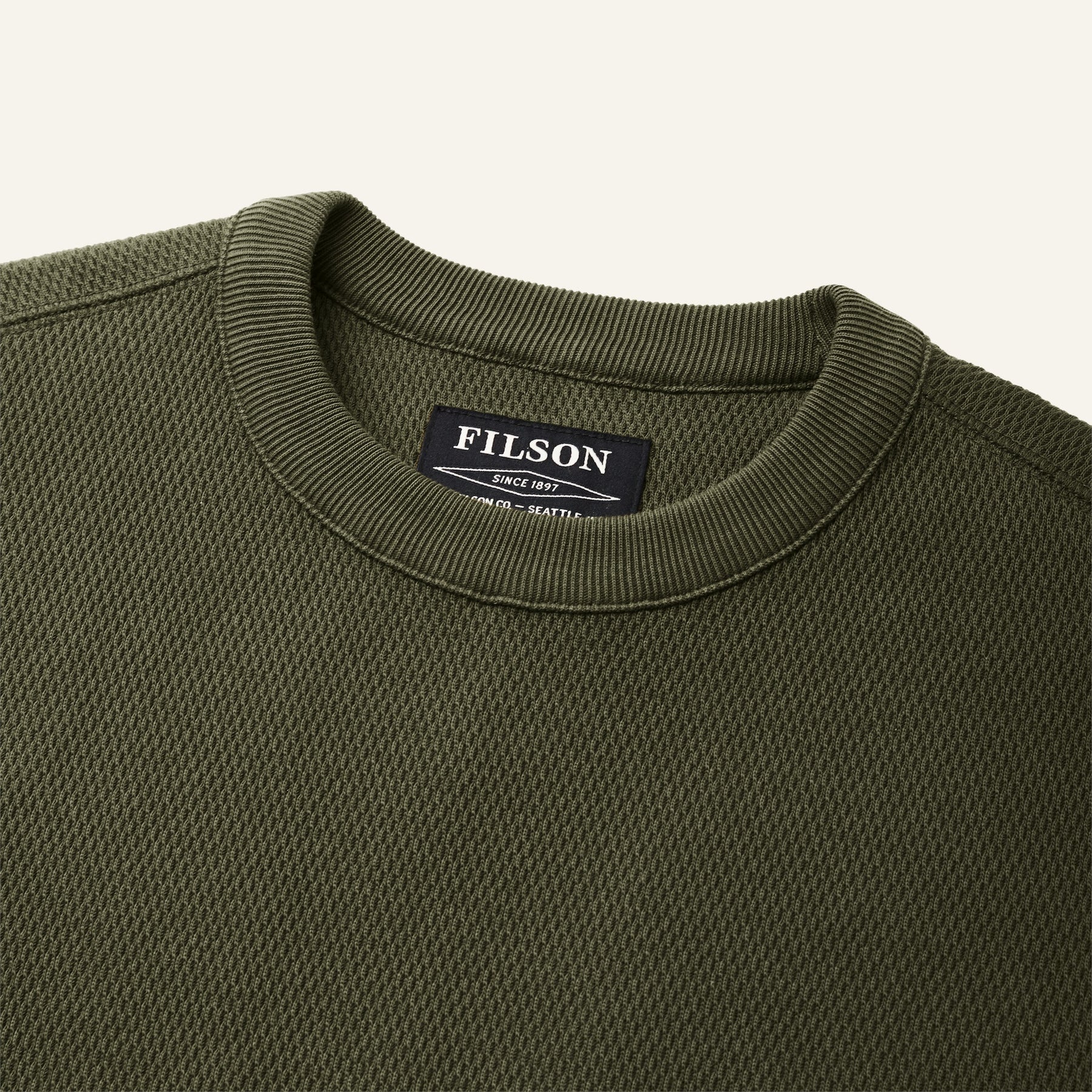 FILSON - WAFFLE KNIT THERMAL CREW - OLIVE