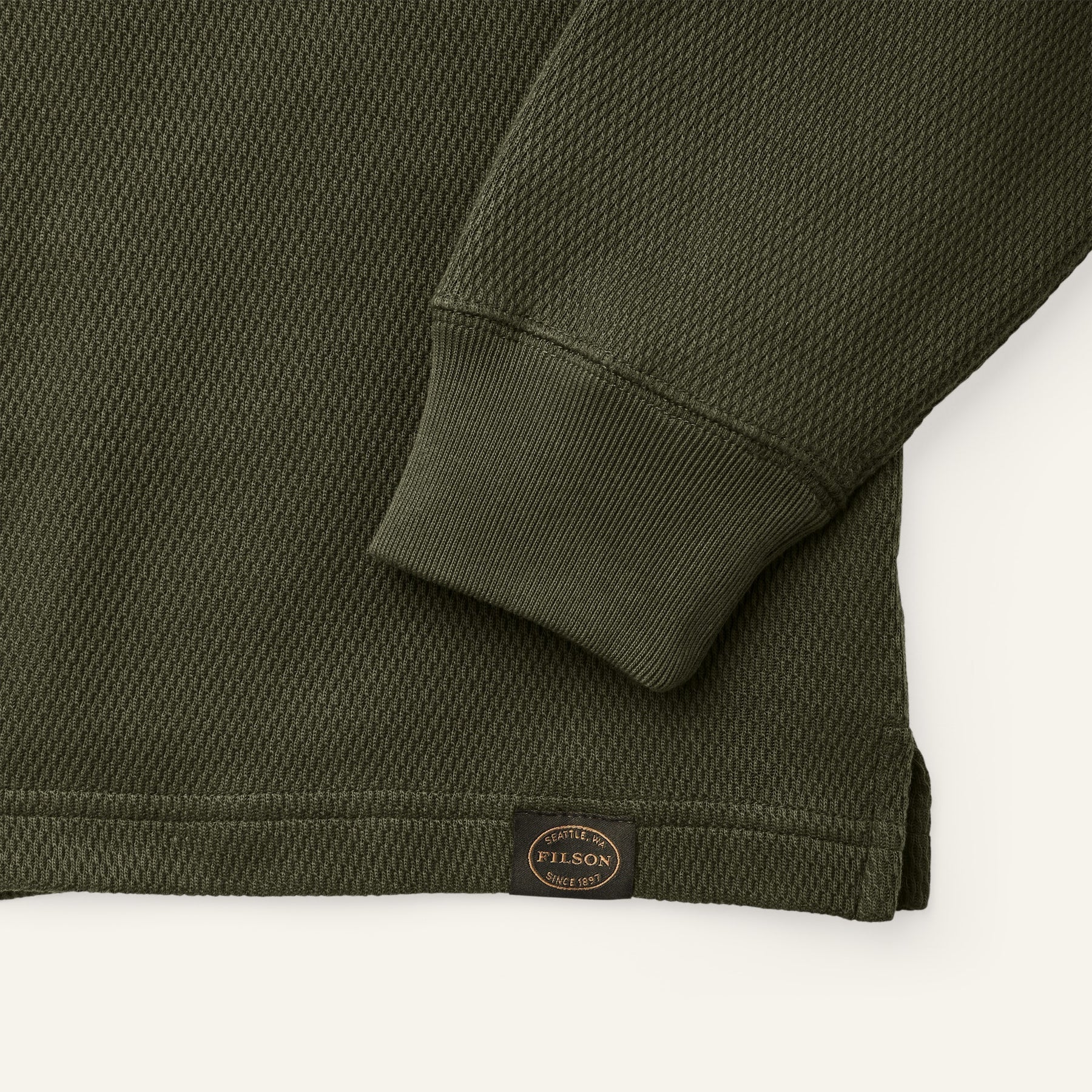 FILSON - WAFFLE KNIT THERMAL CREW - OLIVE