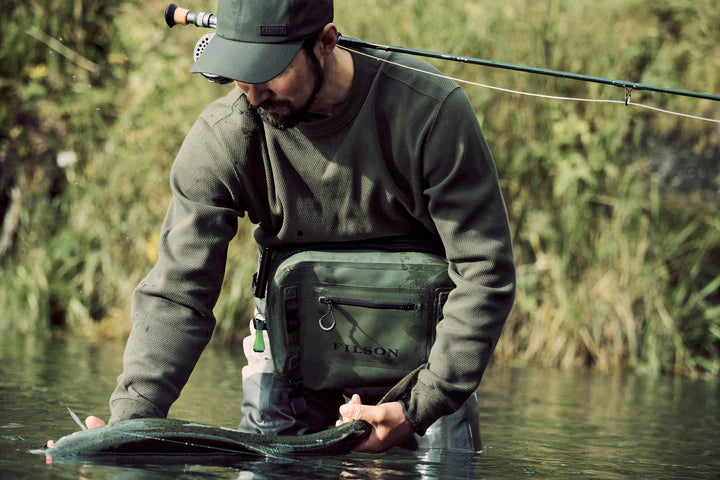 FILSON - WAFFLE KNIT THERMAL CREW - OLIVE