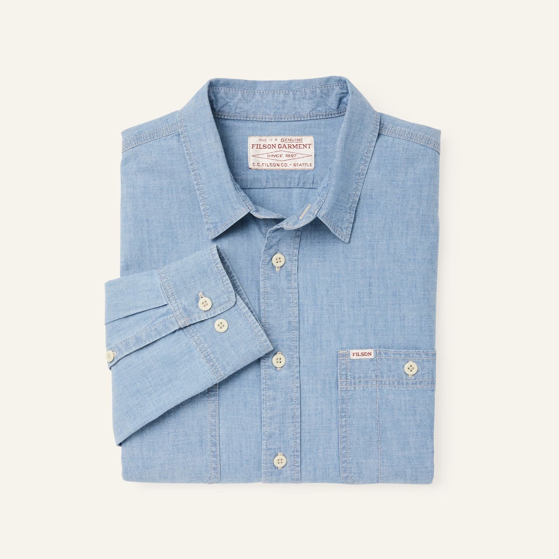 FILSON - CHAMBRAY CPO SHIRT - LIGHT INDIGO CHAMBRAY
