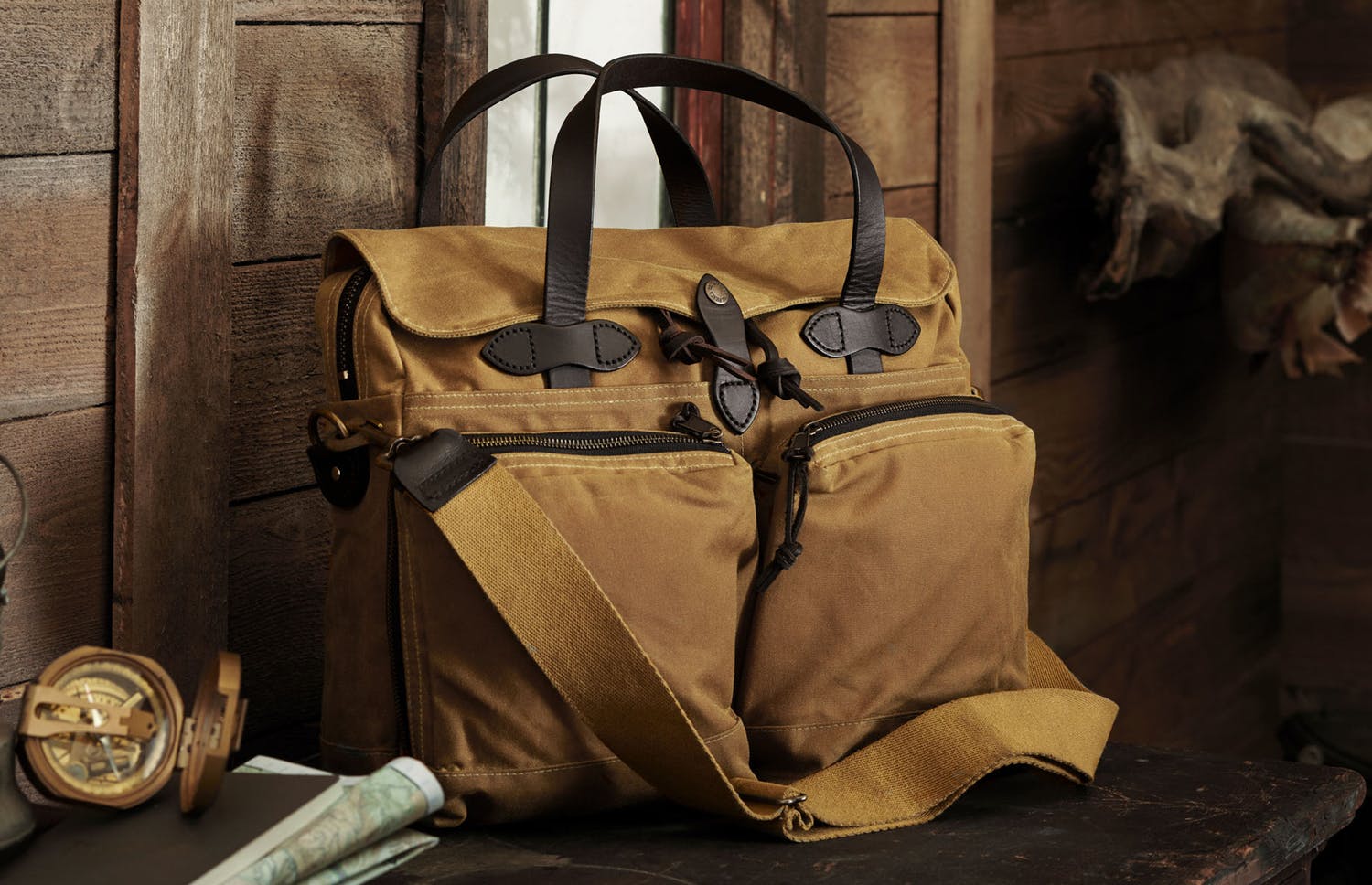 FILSON - 24 HOUR TIN CLOTH BRIEFCASE - DARK TAN