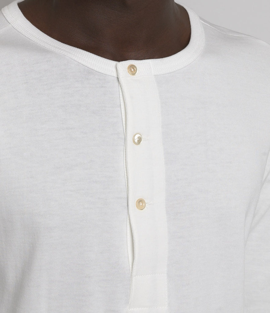 Merz b.Schwanen - 206 LOOPWHEELED HENLEY 7.2oz - WHITE