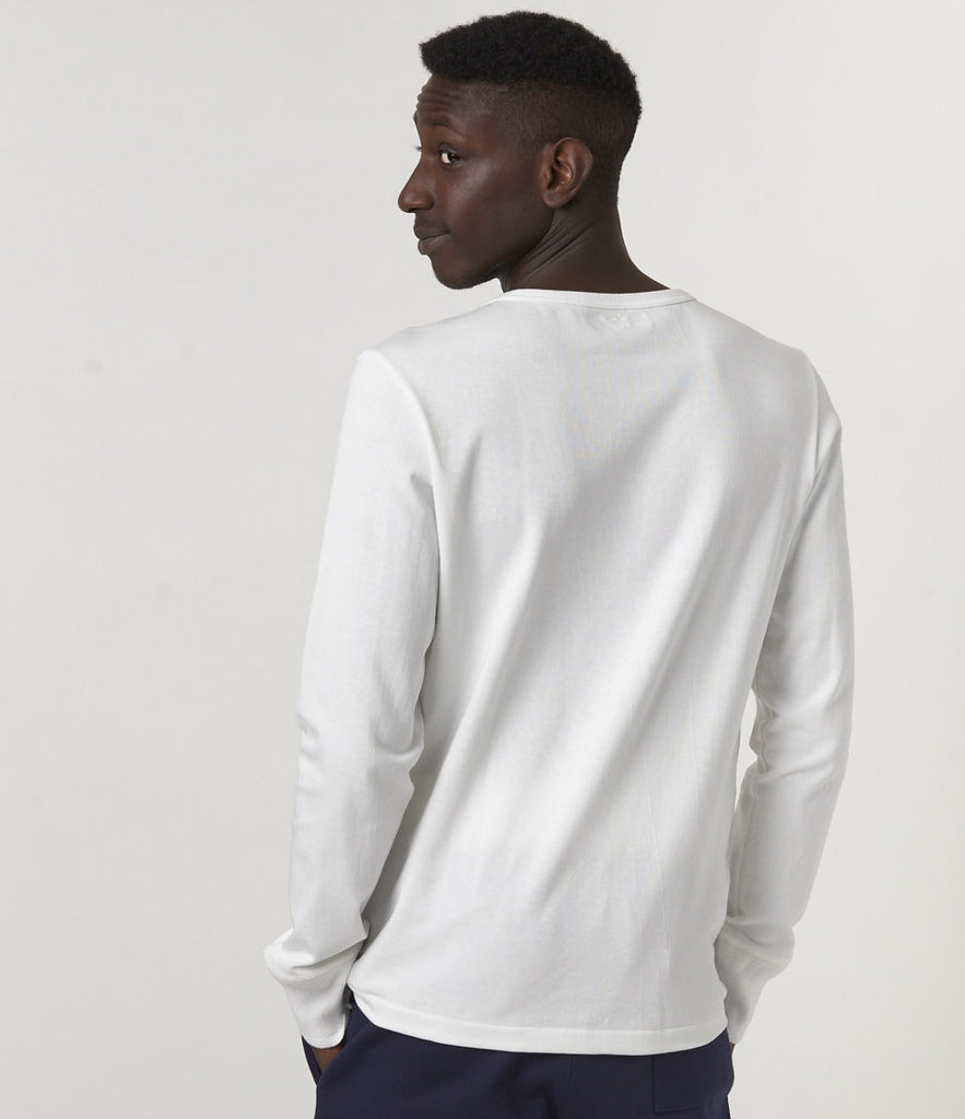 Merz b.Schwanen - 206 LOOPWHEELED HENLEY 7.2oz - WHITE
