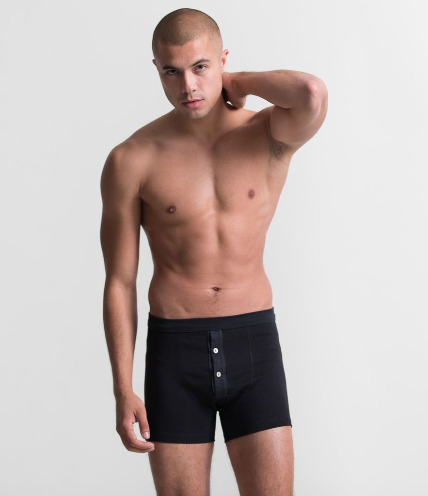 Merz b.Schwanen - 255 - BOXER BRIEF BUTTON FLY DEEP BLACK