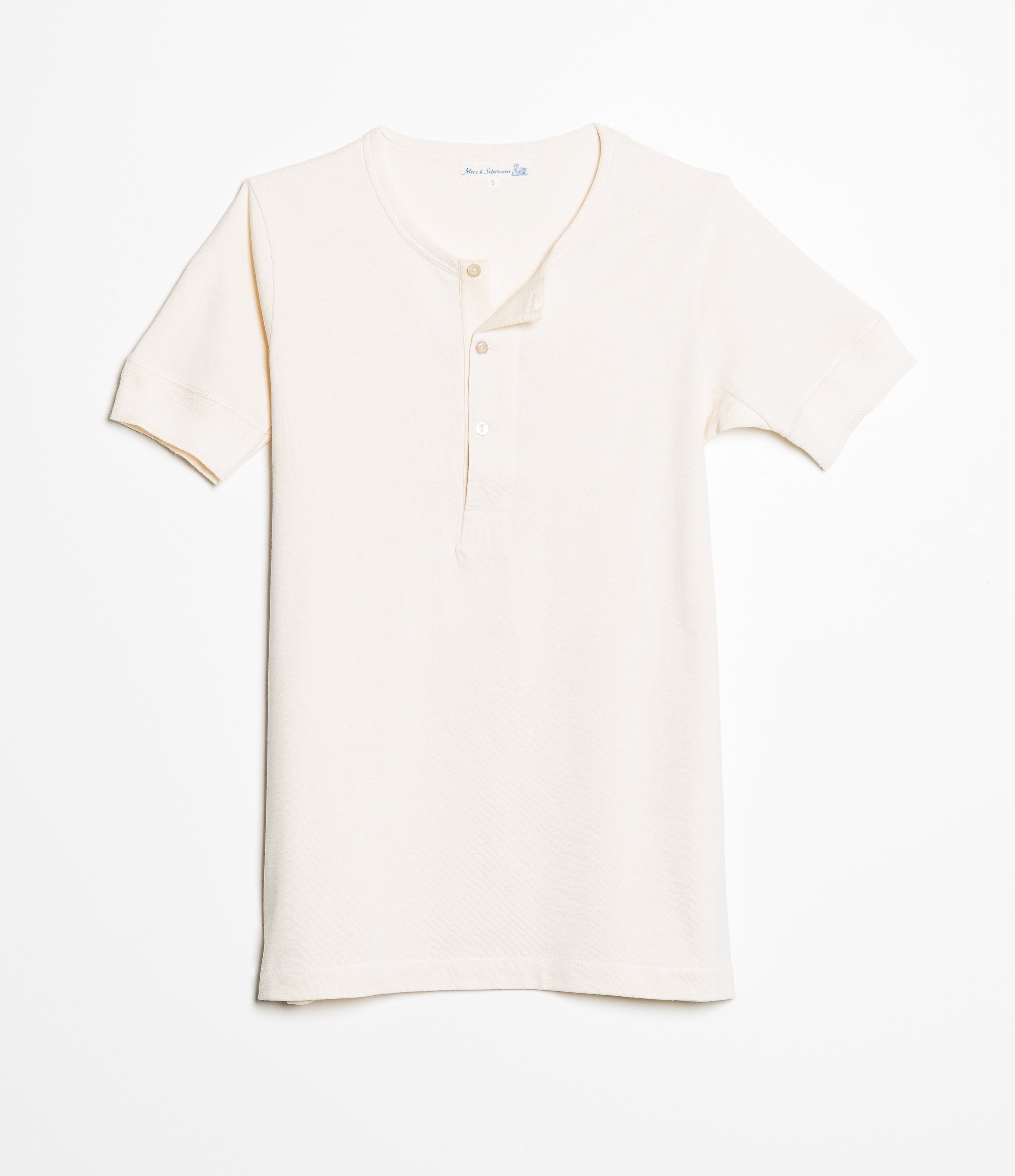 Merz b.Schwanen - 207 LOOPWHEELED HENLEY 7.2OZ CLASSIC FIT - NATURE