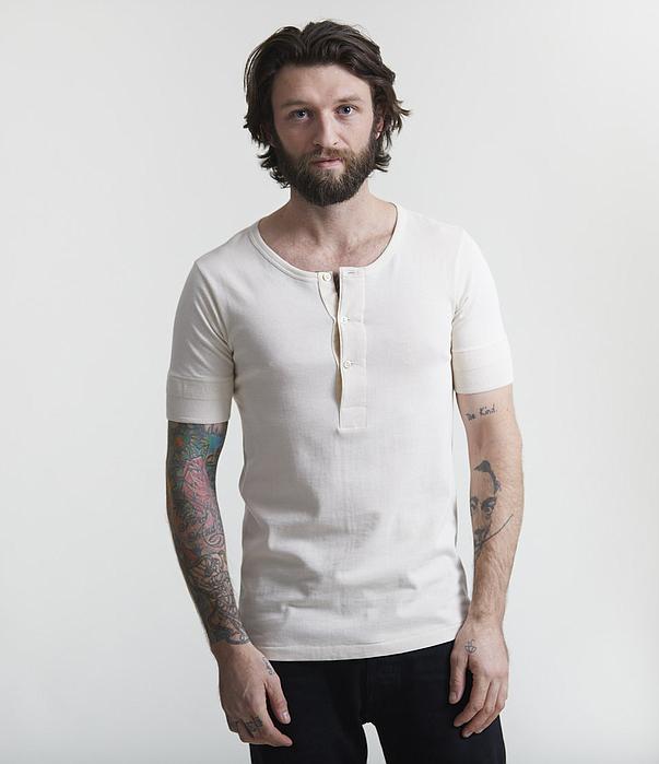 Merz b.Schwanen - 207 LOOPWHEELED HENLEY 7.2OZ CLASSIC FIT - NATURE