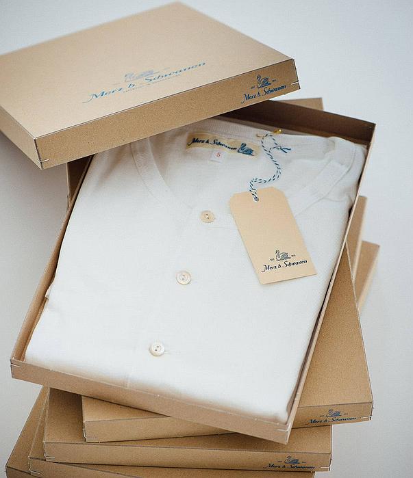 Merz b.Schwanen - 206 LOOPWHEELED HENLEY 7.2oz - WHITE