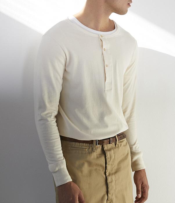 Merz b.Schwanen - 206 LOOPWHEELED HENLEY 7.2oz - NATURE