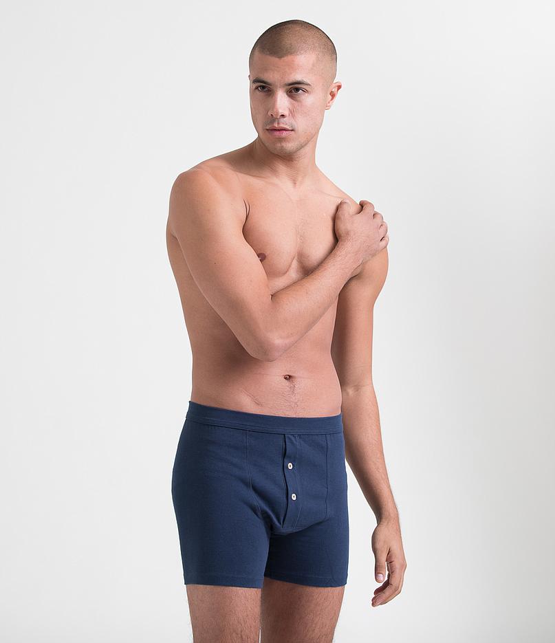 Merz b.Schwanen - 255 - BOXER BRIEF BUTTON FLY INK BLUE