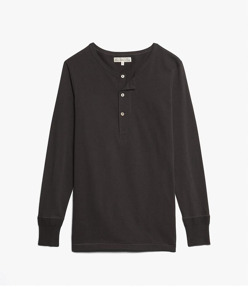 Merz b.Schwanen - 206 LOOPWHEELED HENLEY 7.2oz - CHARCOAL