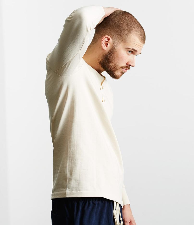 Merz b.Schwanen - 206 LOOPWHEELED HENLEY 7.2oz - NATURE