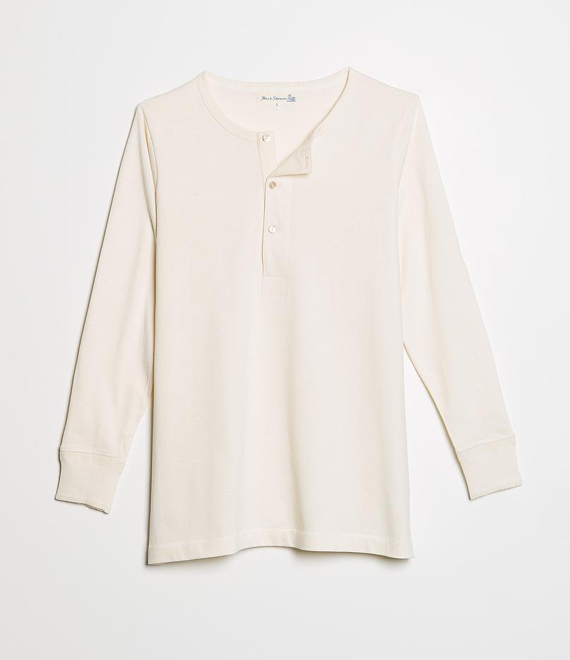 Merz b.Schwanen - 206 LOOPWHEELED HENLEY 7.2oz - NATURE