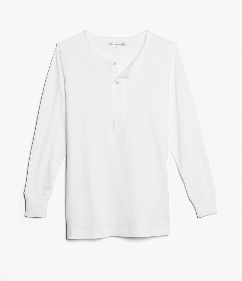 Merz b.Schwanen - 206 LOOPWHEELED HENLEY 7.2oz - WHITE