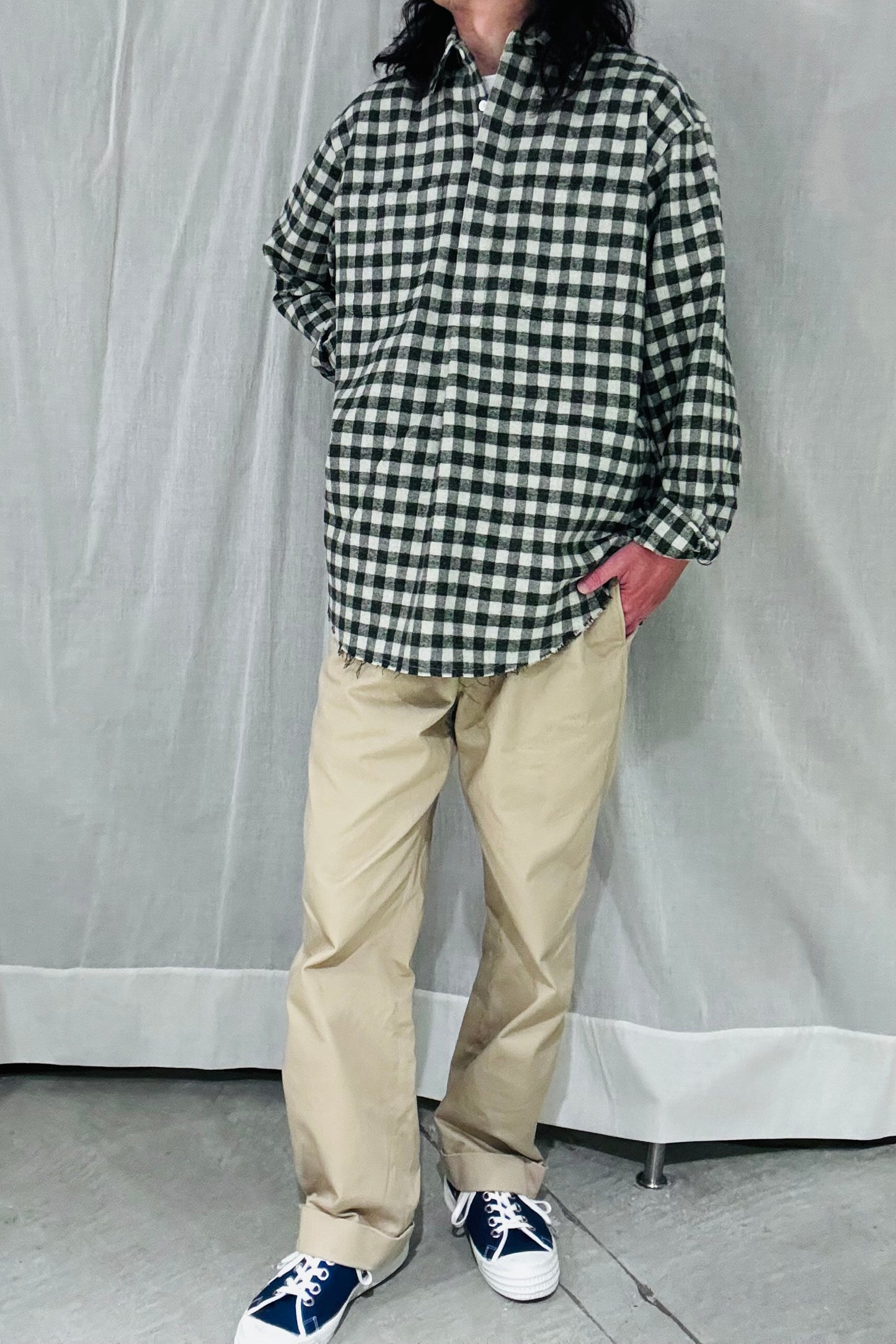 KENNETH FIELD - ROOMY SHIRT Ⅱ NEL CHECK - GRAY