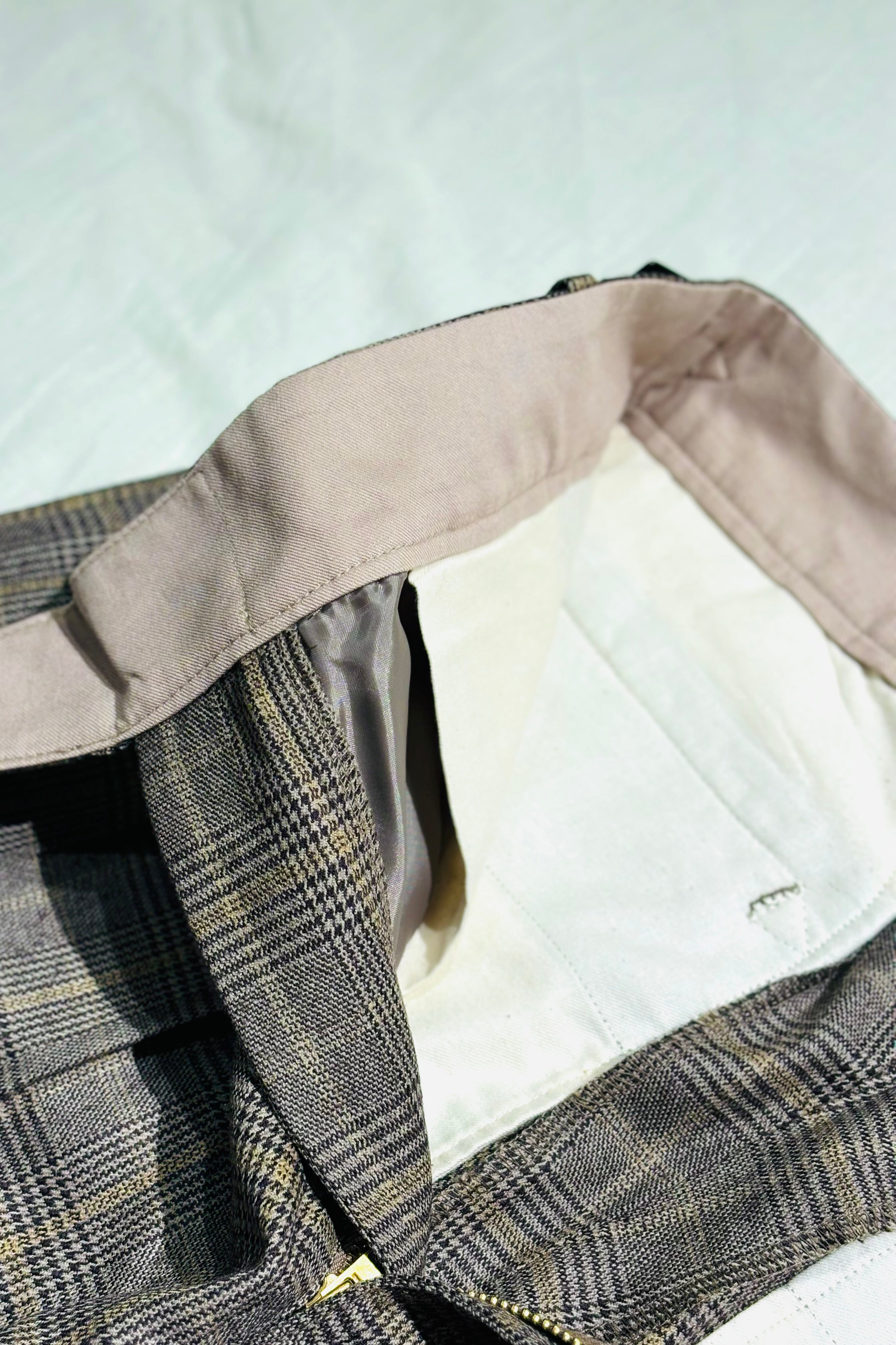 KENNETH FIELD - GURKA Ⅲ TROUSER WOOL PLAIDS - BROWN