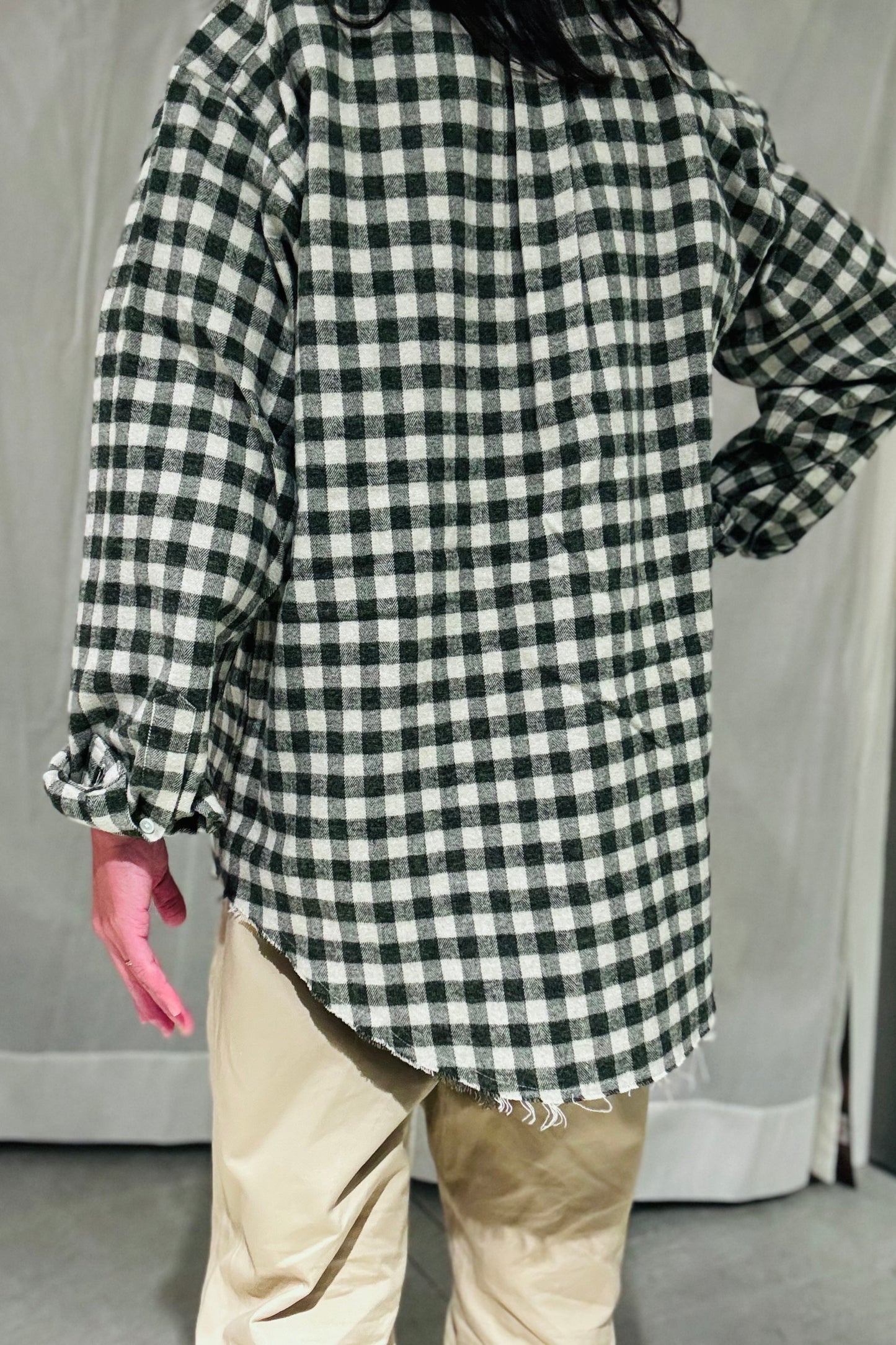 KENNETH FIELD - ROOMY SHIRT Ⅱ NEL CHECK - GRAY