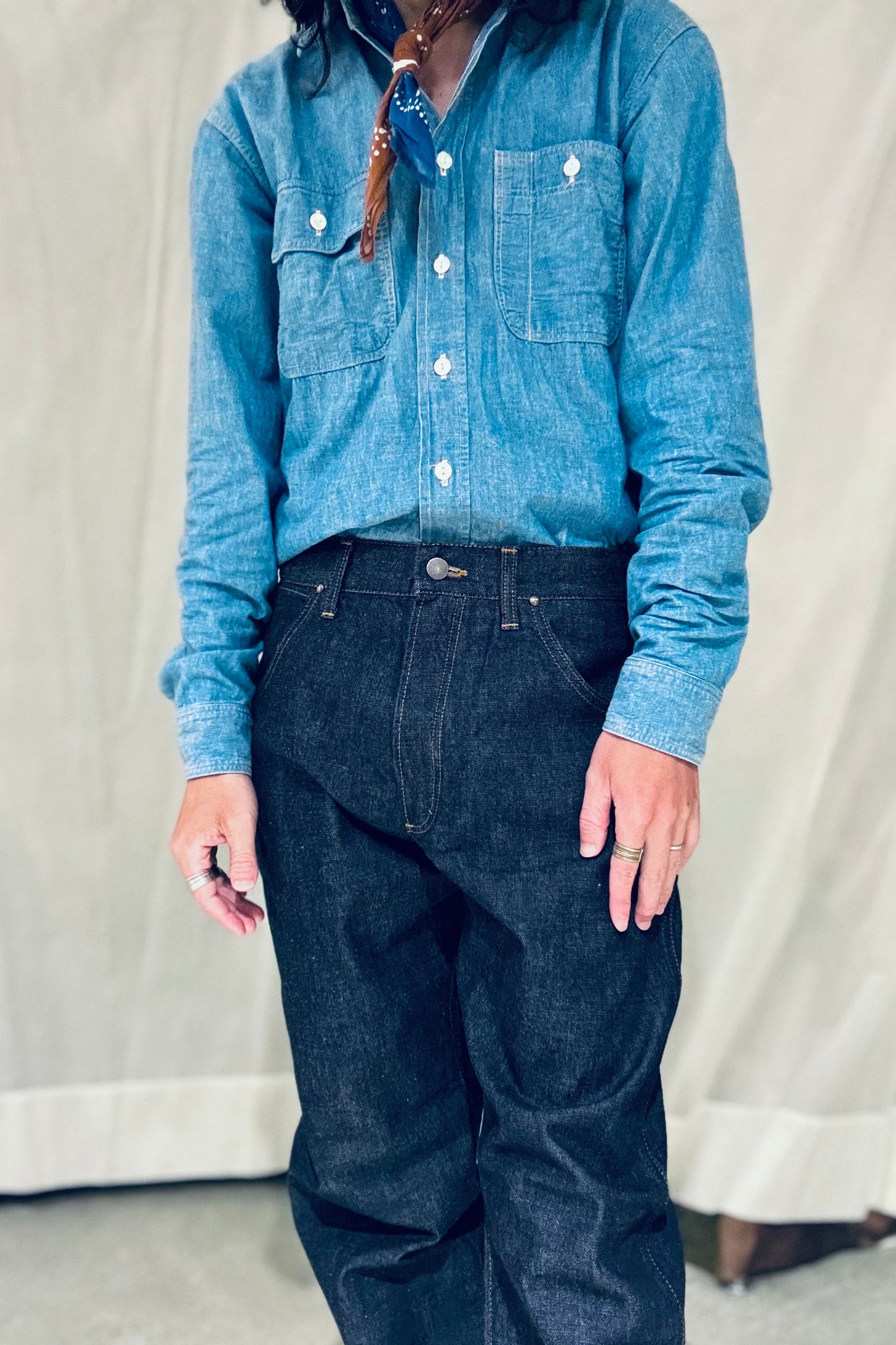 KENNETH FIELD - WESTERN 5P BROKEN DENIM - INDIGO