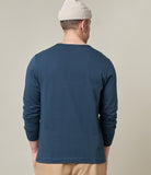Merz b.Schwanen - 206 - LONG SLEEVE HENLEY NECK - MINERAL BLUE
