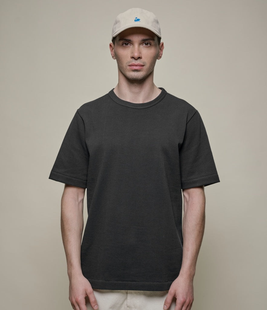Merz b.Schwanen - 214PK LOOPWHEELED TEE PIKEE 7.2OZ RELAXED FIT - CHARCOAL
