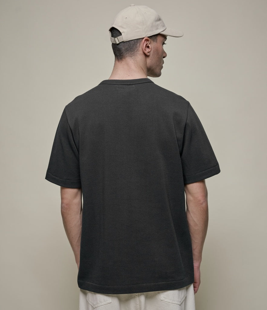 Merz b.Schwanen - 214PK LOOPWHEELED TEE PIKEE 7.2OZ RELAXED FIT - CHARCOAL