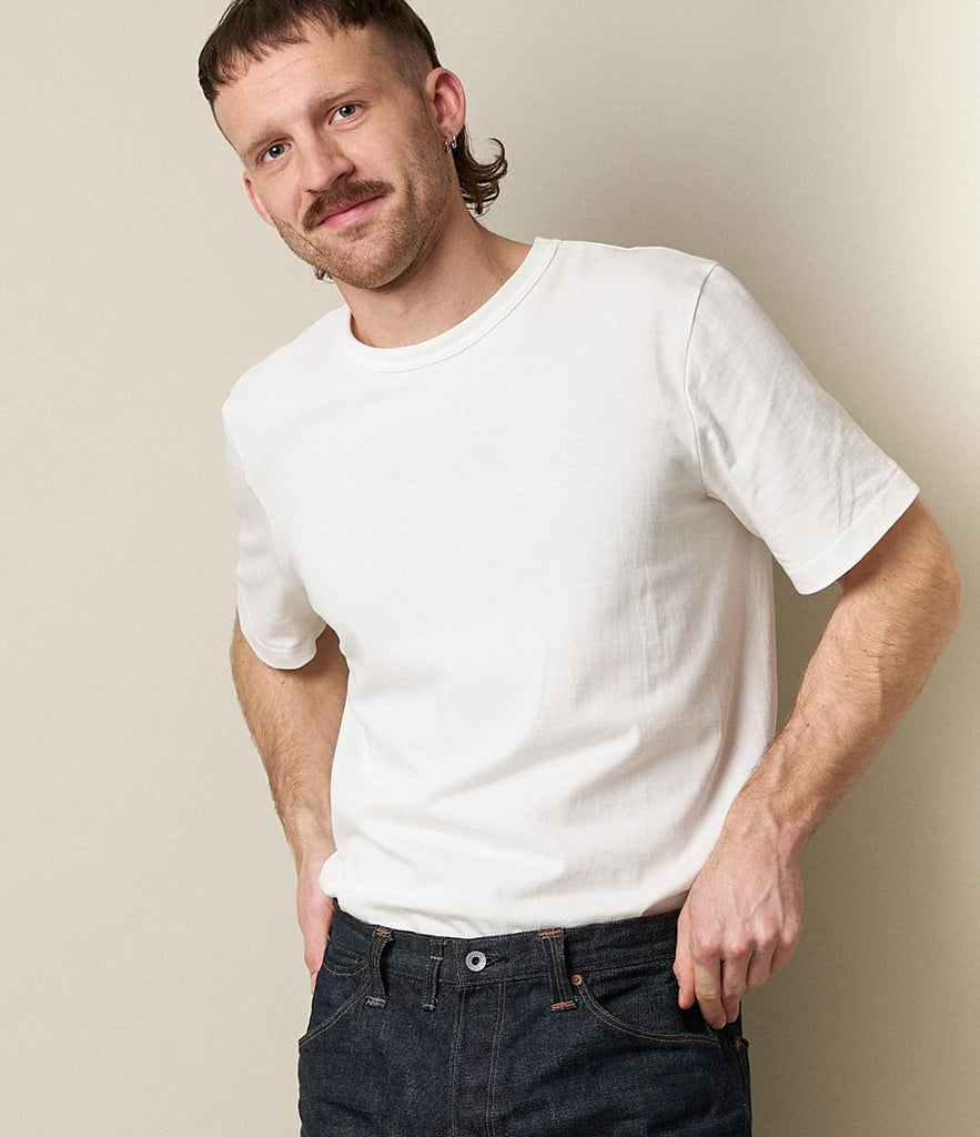 Merz b.Schwanen - 214 LOOPWHEELED TEE RELAXED FIT - WHITE