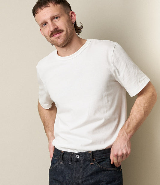 Merz b.Schwanen - 214 LOOPWHEELED TEE RELAXED FIT - WHITE