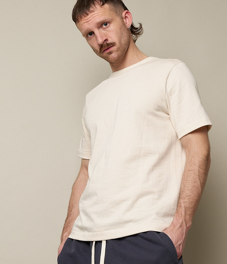 Merz b.Schwanen - 214 LOOPWHEELED TEE RELAXED FIT - NATURE
