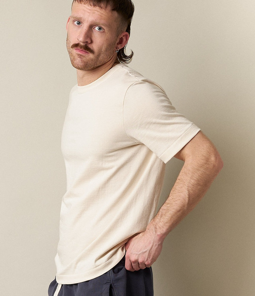 Merz b.Schwanen - 214 LOOPWHEELED TEE RELAXED FIT - NATURE
