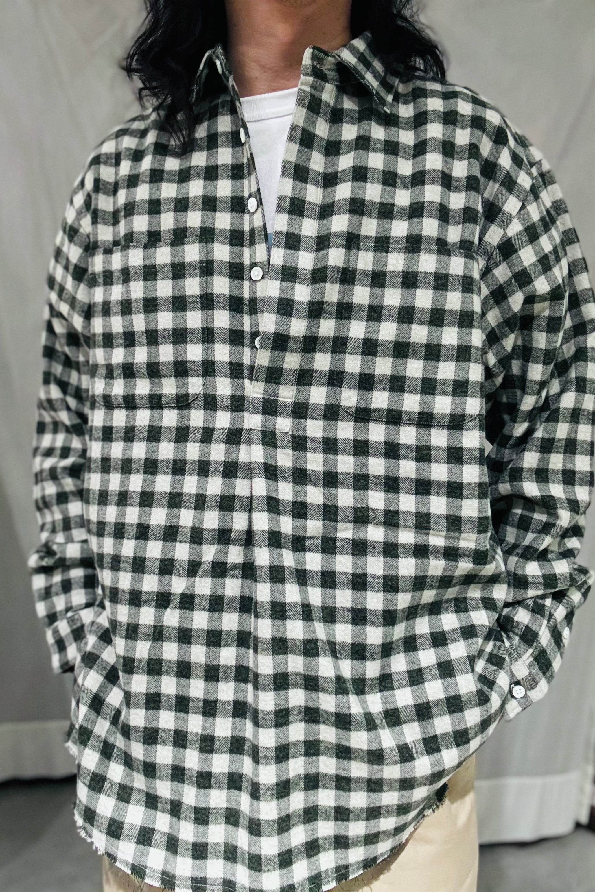 KENNETH FIELD - ROOMY SHIRT Ⅱ NEL CHECK - GRAY