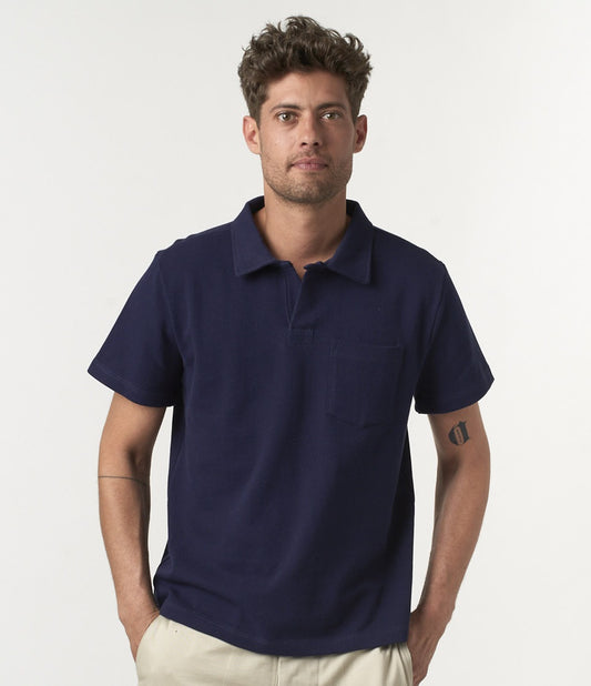 Merz b.Schwanen - 2PKPL POLO SHIRT WITH POCKET 7.2oz - INK BLUE