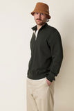 Merz b.Schwanen - 343Z LOOPWHEELED HALF ZIP SWEATSHIRT - FOREST