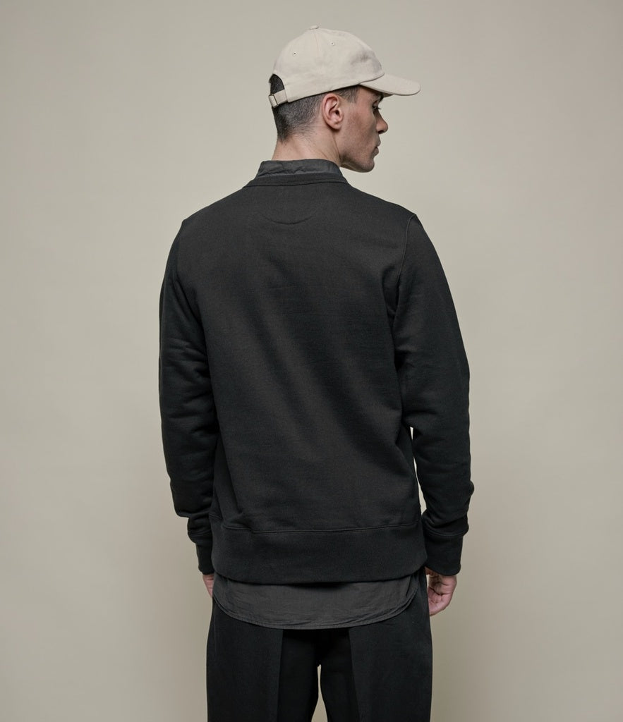 Merz b.Schwanen - 3S48 LOOPWHEELED SWEATSHIRT HEAVY DEEP BLACK - CLASSIC FIT