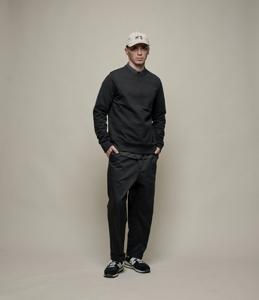 Merz b.Schwanen - 3S48 LOOPWHEELED SWEATSHIRT HEAVY DEEP BLACK - CLASSIC FIT