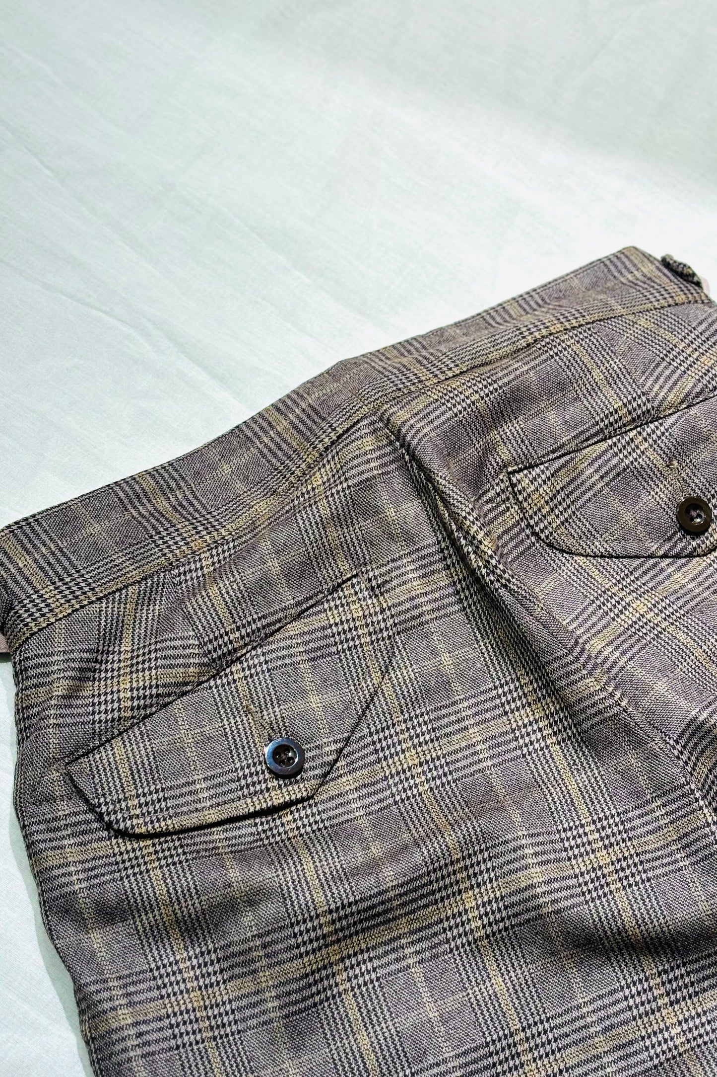 KENNETH FIELD - GURKA Ⅲ TROUSER WOOL PLAIDS - BROWN