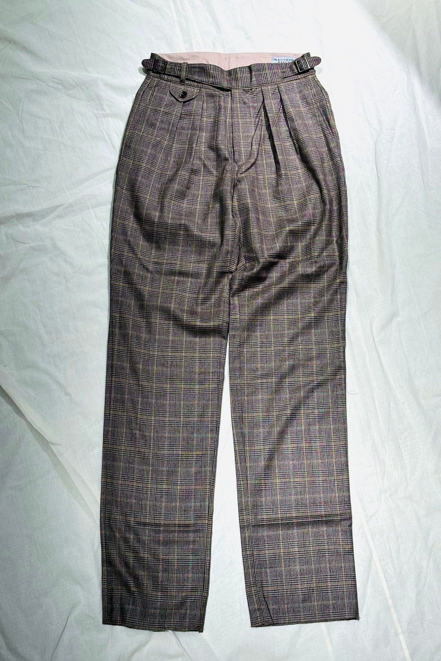 KENNETH FIELD - GURKA Ⅲ TROUSER WOOL PLAIDS - BROWN