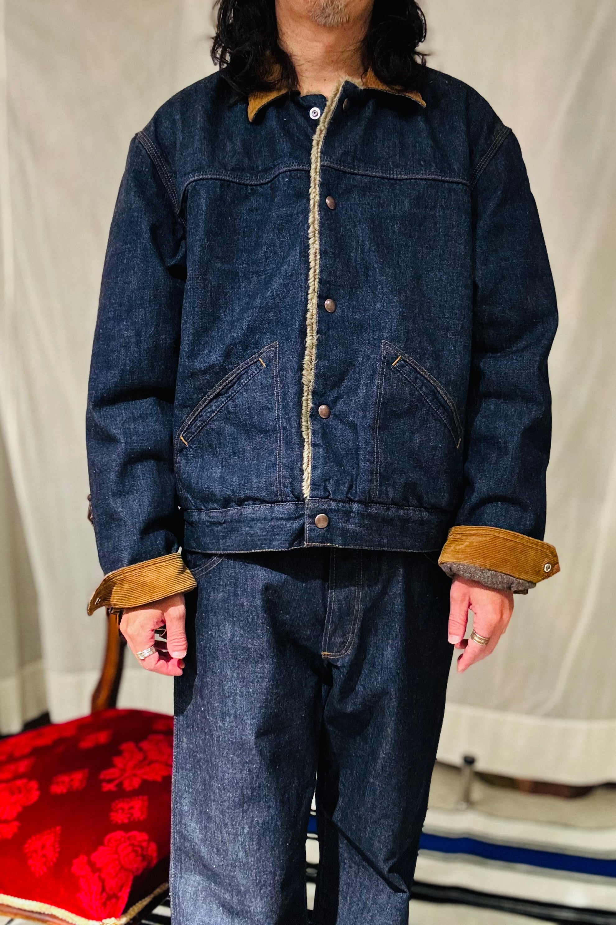 KENNETH FIELD - WESTERN JACKET WITH LINING - BROKEN DENIM