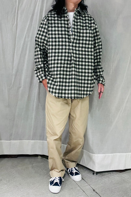 KENNETH FIELD - ROOMY SHIRT Ⅱ NEL CHECK - GRAY