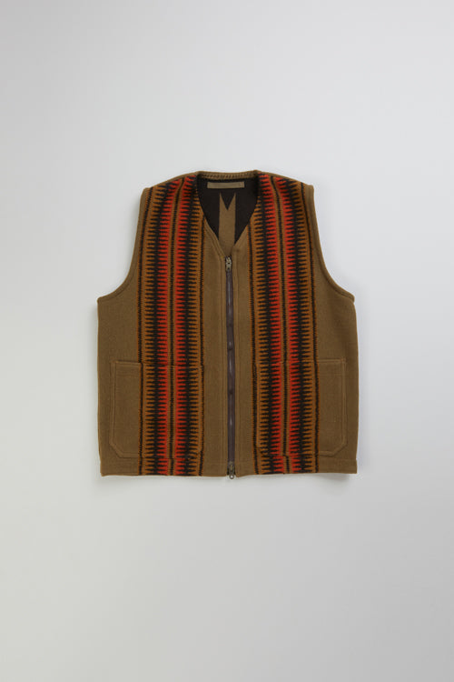 Nigel Cabourn - BLANKET ZIP VEST - KHAKI