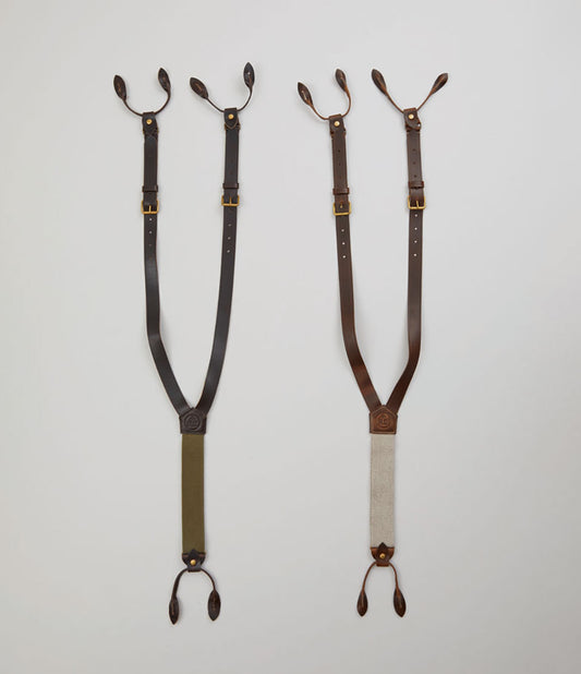 Nigel Cabourn - LEATHER SUSPENDER - PEAT LABEL