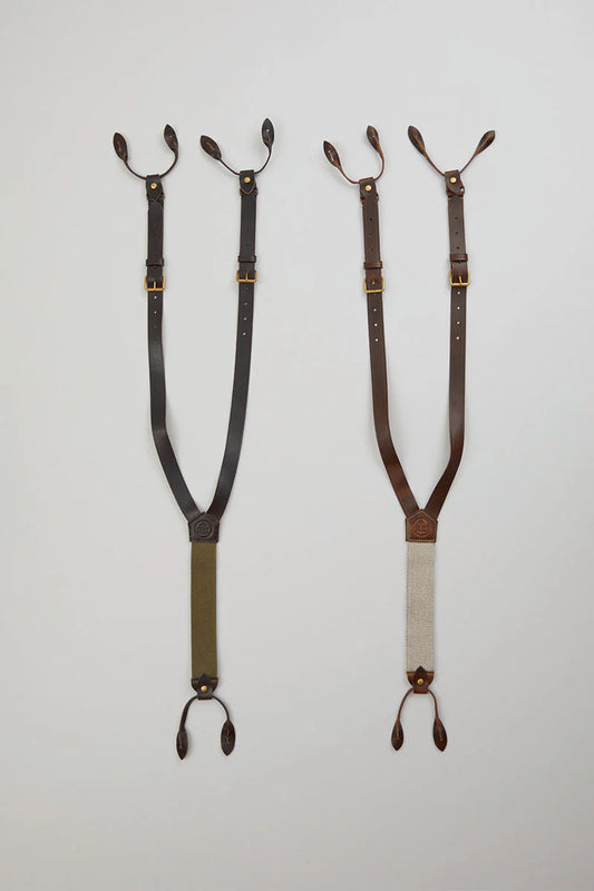 Nigel Cabourn - LEATHER SUSPENDER - PEAT LABEL