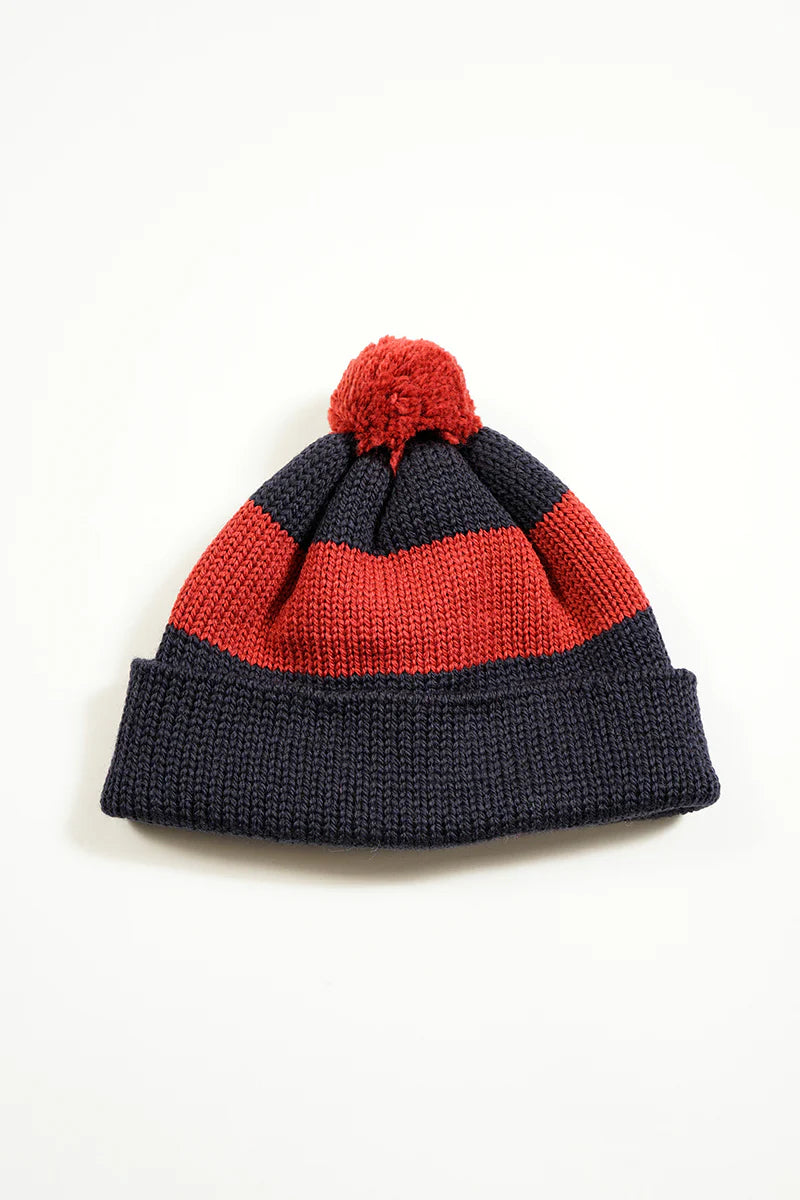 Nigel Cabourn - STRIPE BOBBLE HAT - MADE IN ENGLAND