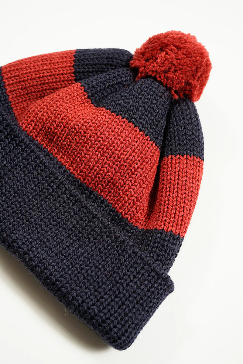Nigel Cabourn - STRIPE BOBBLE HAT - MADE IN ENGLAND