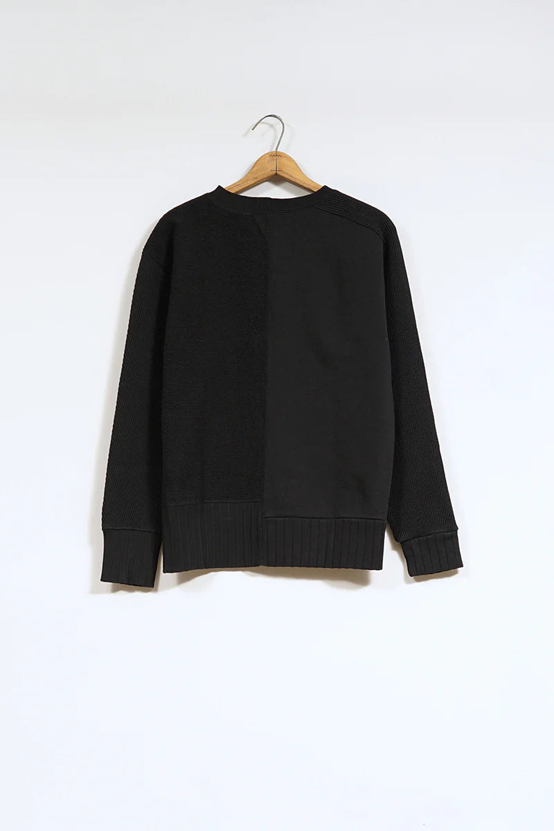 Nigel Cabourn - ARMY CREW JERSEY MIX - BLACK