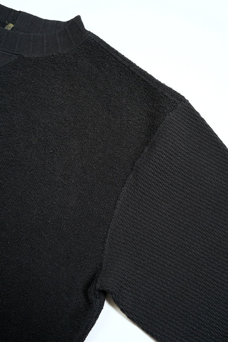 Nigel Cabourn - ARMY CREW JERSEY MIX - BLACK